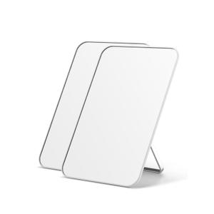 OMIRO Desk Makeup Mirror, 8 x 5 inches Table Mirror with Foldable Stand and Hanging Hole for Shaving and Travelling, White,2PCS