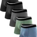 Male Incontinence Boxer Briefs Washable Soft Leak Proof Underwear for Men Urine Leakage Protection 5 Pack (XX-Large, 2 Black/1 Dark Grey/1 Green/1 Blue)
