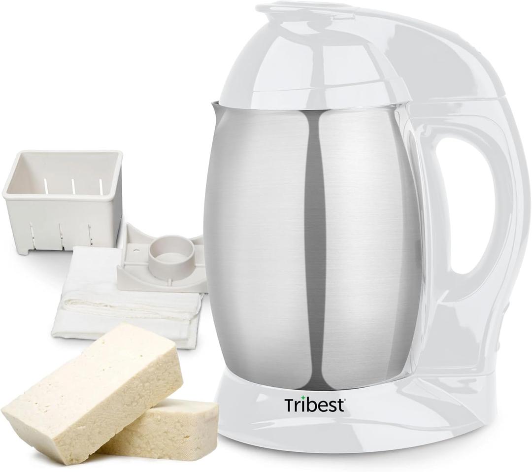 Tribest SB-132 Soyabella Automatic Soy and Other Plant-Based Milk Maker with Tofu Kit (White/Stainless Steel) (Large)