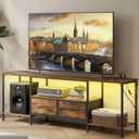 SONGMICS BELLAH Collection - TV Stand with Power Outlets and Lights, Entertainment Center Media Console for TVs Up to 70 Inches, Living Room, Shelves, Drawers, Industrial, Rustic Brown ULGS420K101S, 13.8"D x 61.8"W x 23.6"H