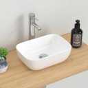 J-FAMILY JFBS88 14.5'' x 10'' Bathroom Small Vessel Sink Above Counter White Porcelain Ceramic Sink Bowl Small Vanity Sink Lavatory Wash Basin