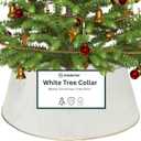 White Tree Collar, Holiday Tree Skirt Alternative, Christmas Decorations for Tree, Metal Christmas Tree Skirt, Xmas Tree Collar, Premium White & Gold Finish, Standard