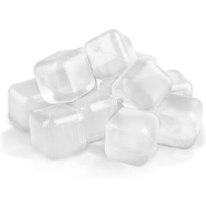 60 Pack Reusable Ice Cubes - Non Melting, Refreezable Plastic Ice Cubes for Drinks | Keep Whiskey, Wine, Cocktails, Coffee Cold Without Watering Down | BPA Free (Transparent) (Glass)