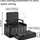 Versatile Foldable Seatable Camping Box Car Organizer Heavy Duty Storage Bins With Lids Box Trunk,Durable Plastic,60L Can Store Clothes, Toys Camping Equipment in Large Capacit (black)