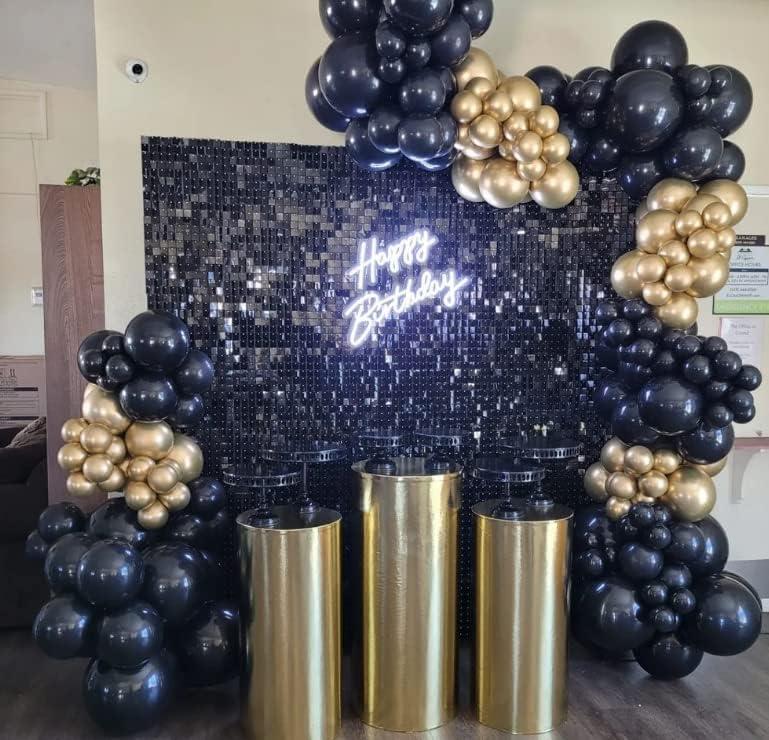 Shimmer Wall Backdrop - 24pcs Decorations Panel | Wedding, Birthday, Anniversary, Engagement & Bridal Shower Party Decor Panel (Black)