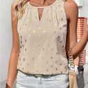 SweatyRocks Women's Polka Dots Sleeveless Blouses Cut Out Crew Neck Dressy Flowy Tops (Gold, L)