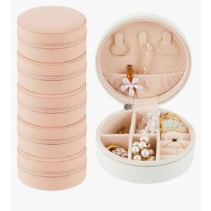 6 Pcs Travel Jewelry Case Bridesmaid Gift Boxes Jewelry Travel Organizer Small Round Jewelry Box Mini Storage PU Leather