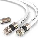 G-PLUG 100FT RG6 Coaxial Cable Connectors Set- High-Speed Internet, Broadband and Digital TV Aerial, Satellite Sky Cable Extension- Weather-Sealed Double Rubber O-Ring and Compression Connectors White