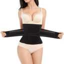 Trendyline Postpartum Belly Band,C Section Belly Binder,Abdominal Binder Post Surgery Girdle,Tummy Tuck Compression Wrap Waist Trainer Black (Large)