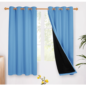 Best Home Fashion Thermal Insulated Blackout Curtains - Back Tab/ Rod Pocket - Blue - 40"W x 60"L - (Set of 2 Panels)