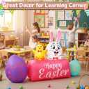 5.6FT Easter Inflatables Outdoor Decorations Bunny Blow Up Color Eggs and Chick, Built-in LED Lights Happy Easter Decor for Home Outside Yard Lawn Garden Holiday Party