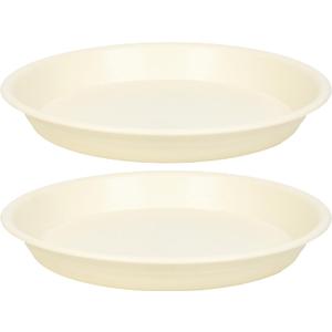 2 Pack Plant Saucer Drip Tray 13 14 inch, Large Plastic Flower Planter Saucers and Drip Trays for Indoors Outdoors, Heavy Durable Plant Plate Water Catcher (14", Cream White)