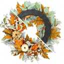 24in Pre-lit Front Door Fall Wreath, for Thanksgiving Home Decor