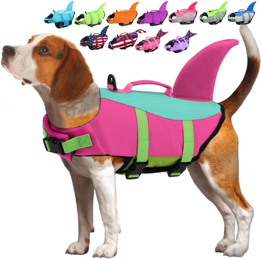 EMUST Dog Life Vests, Dogs Floats for Swimming, Boat, Pool, Ripstop Dog Life Jacket with High Buoyancy and Lift Handle for Dogs  (M, PinjiePink)