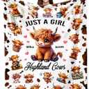 Highland Cow Blanket Gifts for Women Girls Ultra Soft Flannel Highland Cow Print Throw Blanket Cows Lovers Gifts Birthday Decor for Kids Adults Stuff 50"x40", 7 PCS Queen Flat Fitted Sheet