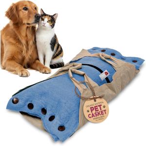 Cocoon - Eco-Friendly Pet Burial & Cremation Ceremony Kit (Premium Wool) - Casket for Dogs and Cats (Choose Size & Color) (Small, Light Blue)