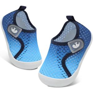 FEETCITY Wide Baby Water Shoes Boys Girls Barefoot Shoes Quick-Dry Kids Aqua Socks for Beach Swim Pool (6-12 Months Infant, Blue Gradient)