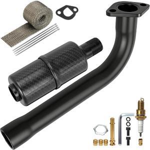 YOXUFA Performance 212 Exhaust Header Pipe Muffler Silencer Kit Compatible with Predator 212 224 196cc Engine Coleman Mini Bike CT200U-EX CT200U BT200X KT196 Baja Warrior MB200 Axis M200 Go Kart Parts