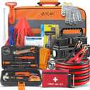 Car Emergency Kit with Portable Air Compressor, First Aid Kit, Jumper Cables, Roadside Safety Emergency Tool Kit for Women, Men, Teen
