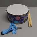 Kid Drum Set,8 Inch Wooden Drum Toys,Sensory Educational Musical Instrument Toy with Adjustable Strap,2 Drumsticks for Toddler,Baby Girls Boys, Astronauts Animals Dinosaurs