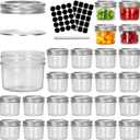 Keketin 4 oz Mason Jars with Airtight Lids and Bands,20 Pack Wide Mouth Jelly Jars,100ml Mini Glass Canning Jar for Jams,Food Storage,Fruits Salad,Honey,Spices