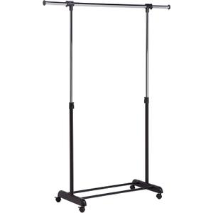 Honey-Can-Do Adjustable Height and Width Rolling Metal Clothes Rack GAR-01124 Chrome, 30 lbs
