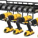 Power Tool Organizer Wall Mount, Heavy Duty 2 Layer Cordless Tool Organizer 4 Drill Organizer Wall Mount Black Shelf Power Tool Organizer Garage