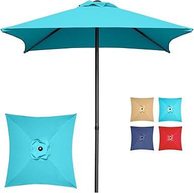 Trenovo 4.9ft Mini Square Patio Umbrella - UV 50+ Waterproof & Easy Setup | Outdoor Table Umbrella for Deck, Balcony, Garden, Lawn, Backyard, Market (Blue)