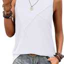 WIHOLL Women's Sleeveless Summer Crewneck Loose Fit Tank Tops White Size L
