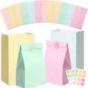Skyygemm 36 Pcs Pastel Party Favor Paper Bags Pastel Candy Paper Gift Bags with Sticker 5.1 x 3.2 x 9.5'' for Baby Shower Birthday Wedding Party Anniversaries(Macaron Colors)