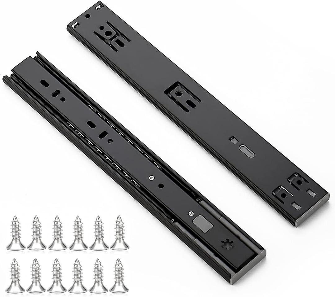 Ravinte 12 Inch Soft Close Drawer Slides 1 Pairs 2 Pack Black Full Extension Ball Bearing Drawer Glide Side Mount