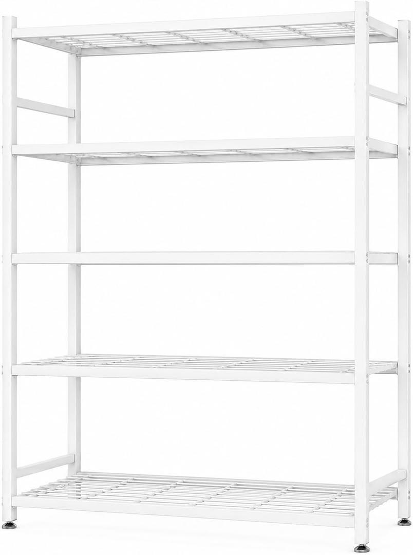 36.4" W Storage Shelves, 5-Tier Metal Shelving Unit with Leveling Feet, 36.4" x 11.8" x 68.3"