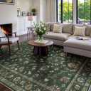 Wonnitar Green 8x10 Rugs for Living Room Floral Rug, Low Pile Vintage Boho Large Rugs, Non Slip Stain Resistant Rugs for Bedroom Dining Room Home Office Department,(Green,8x10) (8' x 10')