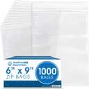Spartan Industrial - 6 X 9 (1000 Count) 2 Mil Clear Reclosable Zip Plastic Poly Bags with Resealable Lock Seal Zipper