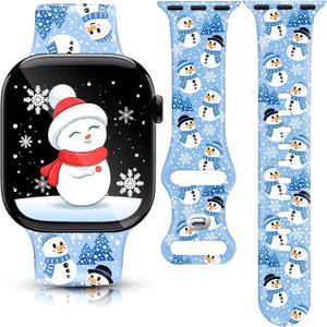 Christmas watch Bands for Apple Watch, Compatible with Series 1-11 SE SE3 Ultra, 38mm-49mm, Holiday Design with Santa, Snowman, Gnome, Reindeer, Plaid, Snowflake Pattern (44mm/45mm/46mm/49mm/42mm(Series 3))