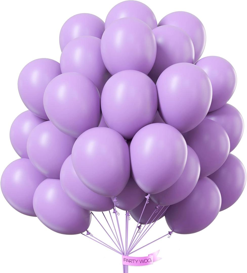 2 x PartyWoo Lavender Balloons 50 pcs 12 Inch Light Purple Pastel Purple Lilac Latex Helium Balloons for Graduation Baby Shower Gender Reveal Birthday Engagement Wedding Party Decorations Purple-Q10