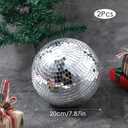 2 Pack 7.87 Inch Silver Mirror Disco Ball - Reflective Hanging Party Decoration with Secure String for Home Bands Weddings Birthdays New Year & Party Favors