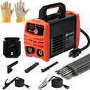 200A Stick Welder 110V, Mini Portable Inverter Welding Machine with Synergic Control, Digital Display, Hot Start, Arc Force, Anti-Stick - Includes Helmet,Gloves,20 Rods & Accessories