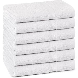 Towel and Linen Mart 100% Cotton White 6 Pack Bath Towel Set, Quick Dry, Super Absorbent, Light Weight, Soft Feel for Hotel, Spa and Bathroom (27 X 54) (White, 27 x 54 6 Pack)
