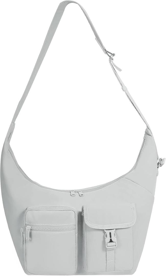 Travel Purse - Crescent Crossbody Sling Bag for Women - Cross Body Hobo HandBag Tote Shoulder Handbag (Gray)