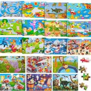 Chivao 18 Pack 30 Pieces Kids Puzzles Ages 3-5 Wooden Jigsaw Puzzles Ages 4-8 Preschool Educational Learning Toys Set for Toddler Kids Boys and Girls Brain Teaser Christmas Boards Gifts