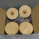 4 Pack Qtip Holder Dispenser with Bamboo Lids - 10 oz Clear Plastic Apothecary Jar Containers for Vanity Makeup Organizer Storage - Bathroom Accessories Set for Cotton Swab, Ball, Pads, Floss