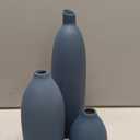 Blue Vase Set of 3 - Matte Navy Blue Vases Home Decor, Modern Coastal Decor Vase for Shelf, Coffee Table, Kitchen, Bathroom, Mantle, Living Room, Bookshelf, Office Console, Centerpiece (Navy Blue)