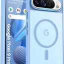 for Google Pixel 9 pro XL Phone Case, Compatible with Magnetic, Military Grade Drop Protection Translucent Matte Shockproof Anti-Scratch/Anti-Fingerprint Case (Azure Blue)