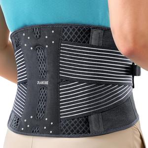 Rakiie Slim Back Brace for Lower Back Pain Relief, Lightweight & Breathable Back Support Brace for Men Women, Ergonomic Light Lumbar Support for Everyday Wear, Light Gray XL