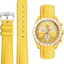 Bands for Moonswatch Watch Rubber for Omega x Swatch MoonSwatch 20mm Rolex Seiko Watch Silicone Men with Stainless Steel Replacement Bracelet Original Bracelet Omega x Swatch MoonSwatch Speedmaster (Yellow)