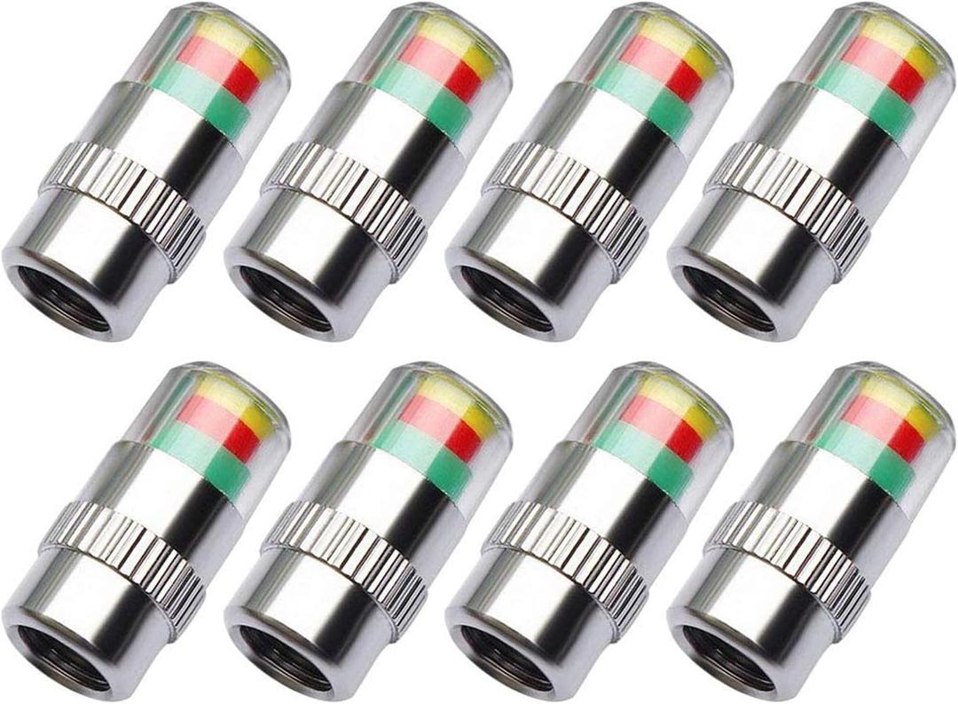 ANKIA 8Pcs 2.4Bar 36PSI Car Tire Pressure Monitor Valve Stem Caps Sensor Indicator 3 Color Eye Alert