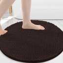 Arotive Bathroom Rugs Round 24x24, Extra Soft Absorbent Shaggy Chenille Bath Rugs, Machine Washable Rubber Backing Non-Slip Bath Mats for Bathroom Floor Tub and Shower, Home Decor Accessories, Brown