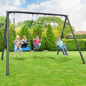 Hapfan 600lbs Heavy Duty Swing Set with 1 Platform Swing, 2 Belt Swings,A Frame Metal Swing Set for Outdoor Backyard