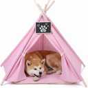 Scnbom Pet Teepee Dog & Puppy Cat Tents Tipi Bed Portable Houses
with Thick Cushion for Pets Up to 15lbs